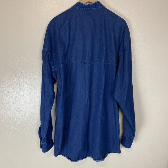 Stubbs XXL Men's Silver Button Up Shirt Denim Chambray Blue Western Texas Cowboy - Picture 5 of 7